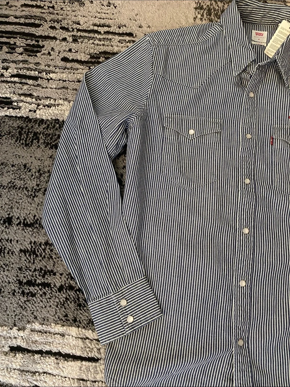 New Men’s Levi’s The Western Railroad Pearl Snap Shirt Medium